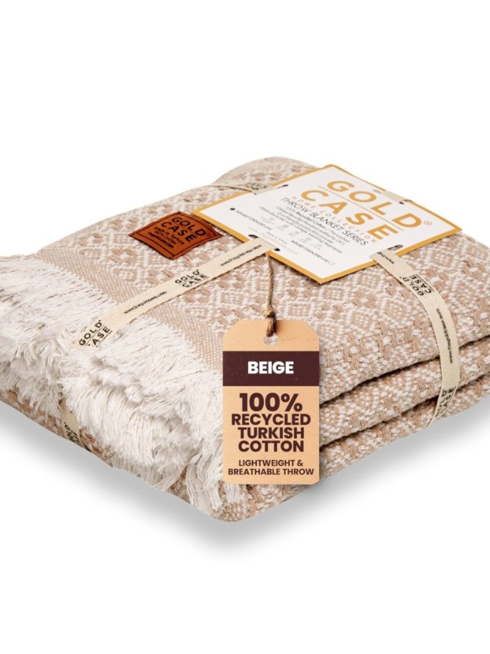 Gold Case Throw Blanket for Couch - 100% Recycled Turkish Cotton Blankets &